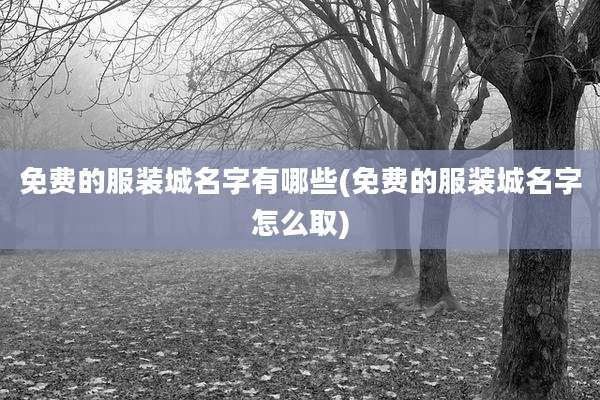 免费的服装城名字有哪些(免费的服装城名字怎么取)
