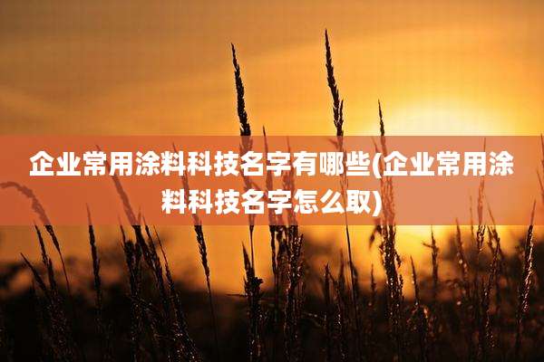 企业常用涂料科技名字有哪些(企业常用涂料科技名字怎么取)