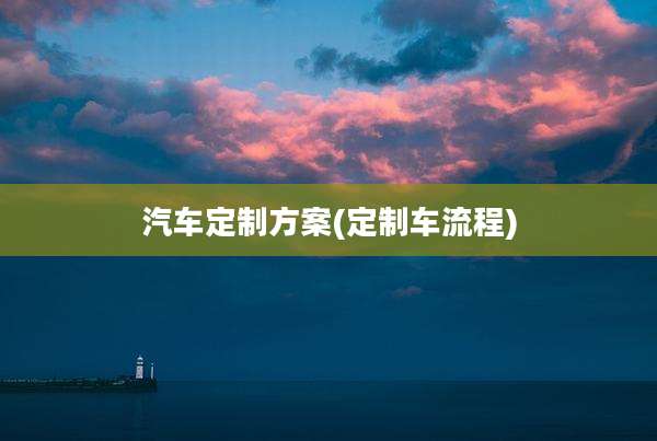 汽车定制方案(定制车流程)