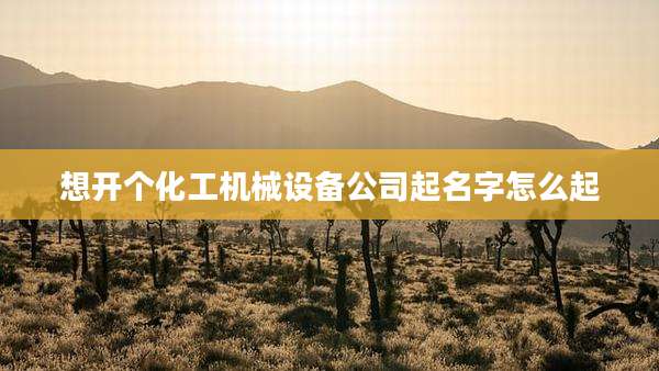 想开个化工机械设备公司起名字怎么起