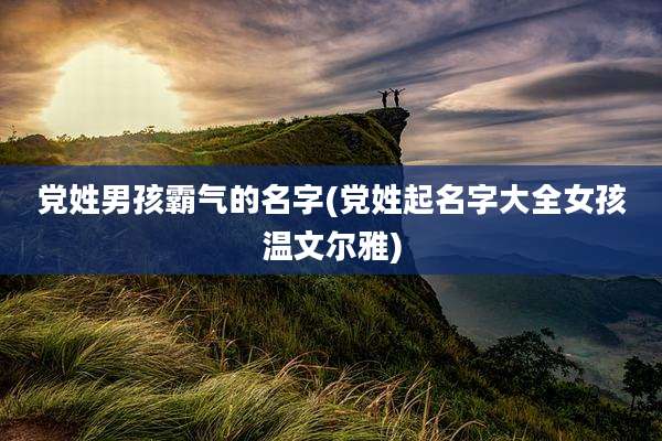 党姓男孩霸气的名字(党姓起名字大全女孩温文尔雅)