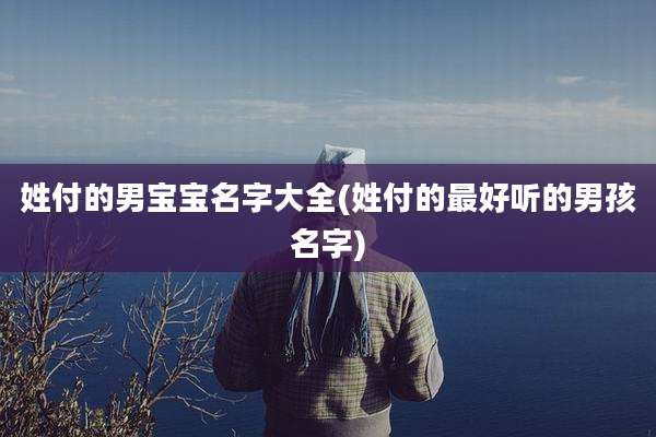 姓付的男宝宝名字大全(姓付的最好听的男孩名字)