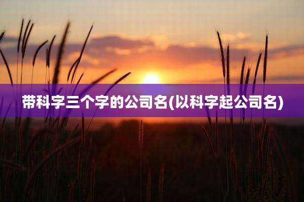 带科字三个字的公司名(以科字起公司名)