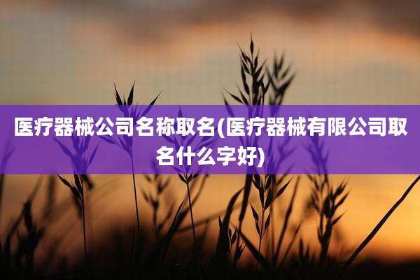 医疗器械公司名称取名(医疗器械有限公司取名什么字好)