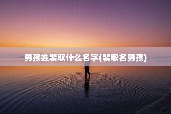 男孩姓裴取什么名字(裴取名男孩)