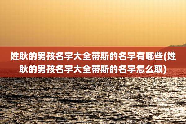 姓耿的男孩名字大全带斯的名字有哪些(姓耿的男孩名字大全带斯的名字怎么取)
