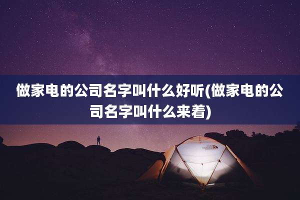 做家电的公司名字叫什么好听(做家电的公司名字叫什么来着)