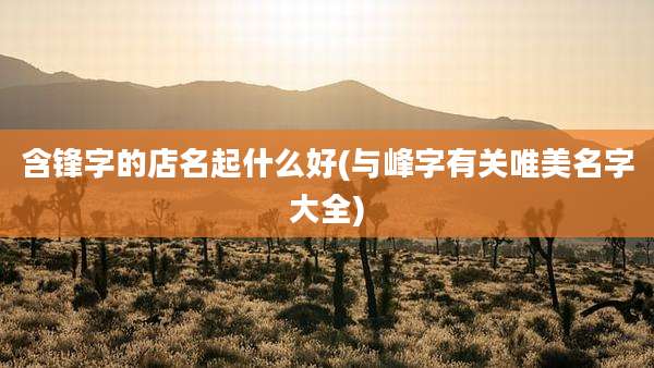 含锋字的店名起什么好(与峰字有关唯美名字大全)