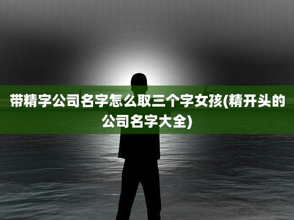 带精字公司名字怎么取三个字女孩(精开头的公司名字大全)
