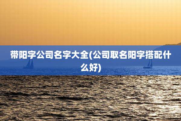 带阳字公司名字大全(公司取名阳字搭配什么好)