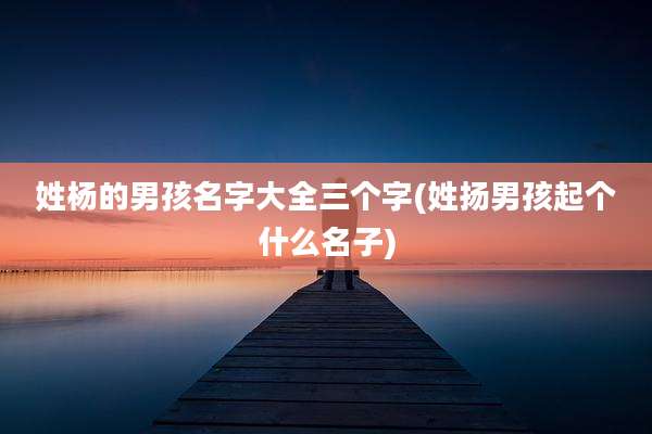 姓杨的男孩名字大全三个字(姓扬男孩起个什么名子)