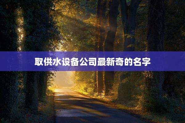 取供水设备公司最新奇的名字