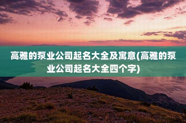 高雅的泵业公司起名大全及寓意(高雅的泵业公司起名大全四个字)