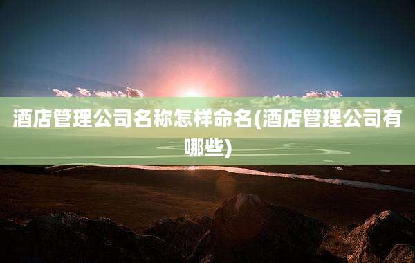 酒店管理公司名称怎样命名(酒店管理公司有哪些)