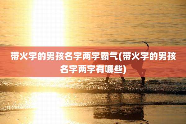 带火字的男孩名字两字霸气(带火字的男孩名字两字有哪些)