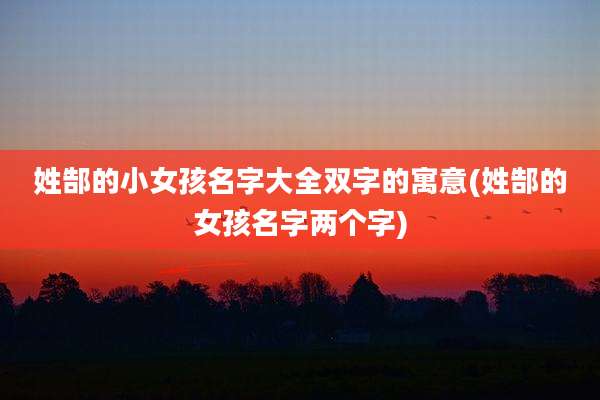 姓郜的小女孩名字大全双字的寓意(姓郜的女孩名字两个字)