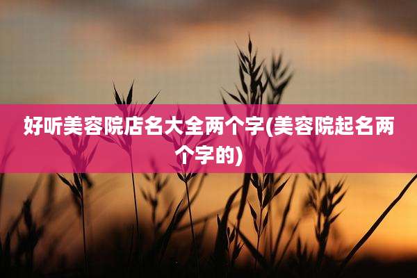 好听美容院店名大全两个字(美容院起名两个字的)