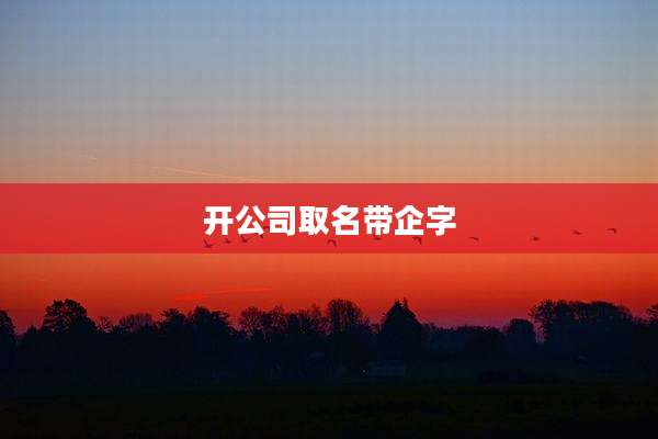 开公司取名带企字