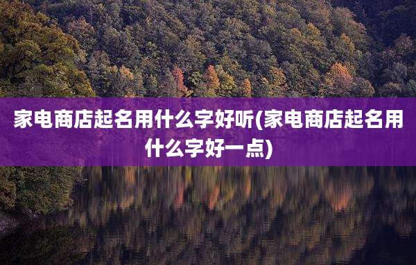 家电商店起名用什么字好听(家电商店起名用什么字好一点)