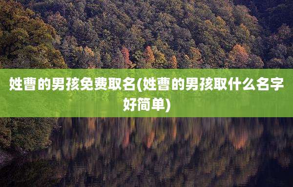 姓曹的男孩免费取名(姓曹的男孩取什么名字好简单)