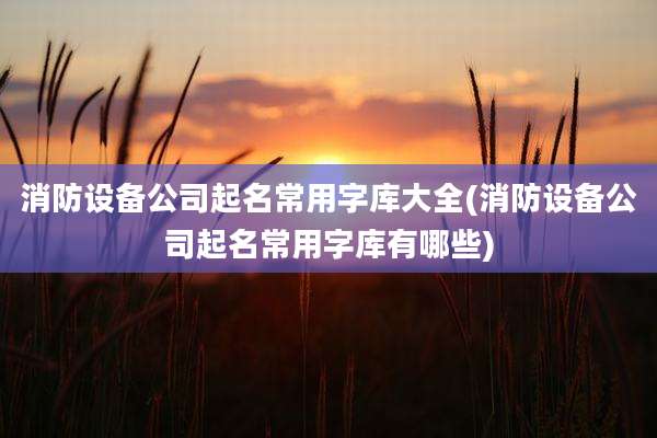 消防设备公司起名常用字库大全(消防设备公司起名常用字库有哪些)