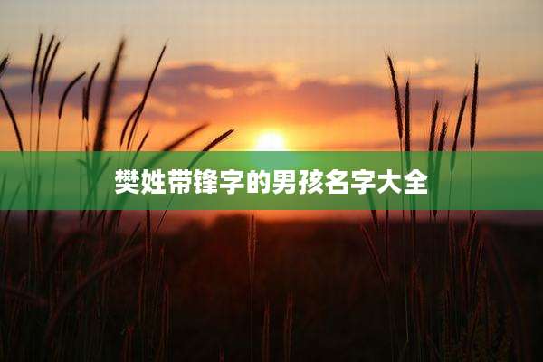 樊姓带锋字的男孩名字大全