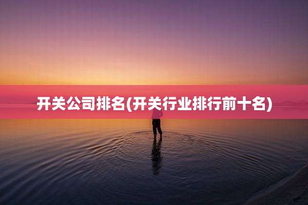 开关公司排名(开关行业排行前十名)