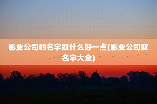 影业公司的名字取什么好一点(影业公司取名字大全)