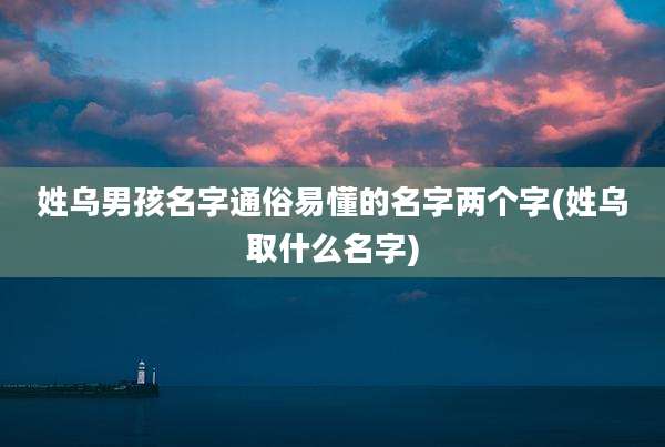 姓乌男孩名字通俗易懂的名字两个字(姓乌取什么名字)