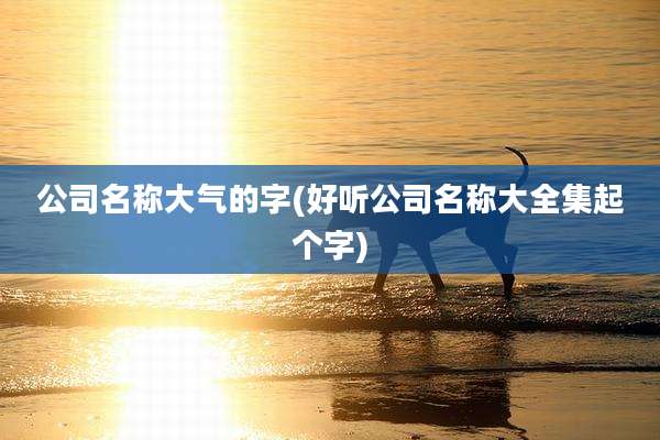 公司名称大气的字(好听公司名称大全集起个字)