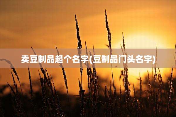 卖豆制品起个名字(豆制品门头名字)