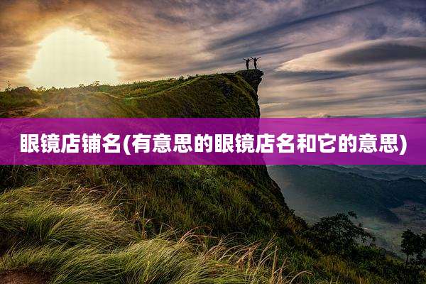眼镜店铺名(有意思的眼镜店名和它的意思)