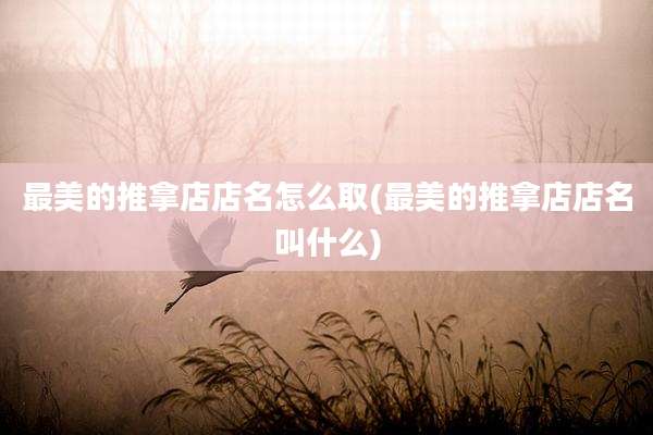 最美的推拿店店名怎么取(最美的推拿店店名叫什么)