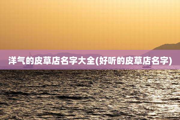 洋气的皮草店名字大全(好听的皮草店名字)