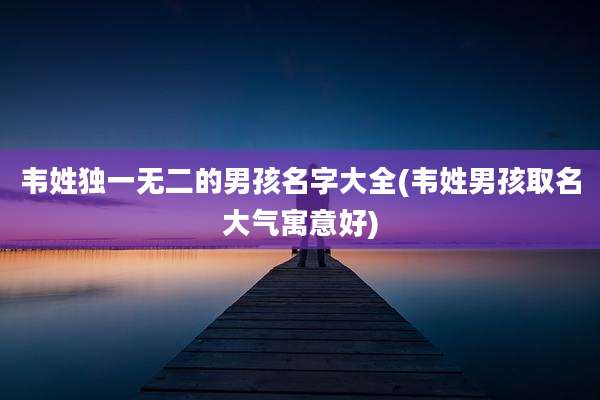 韦姓独一无二的男孩名字大全(韦姓男孩取名大气寓意好)