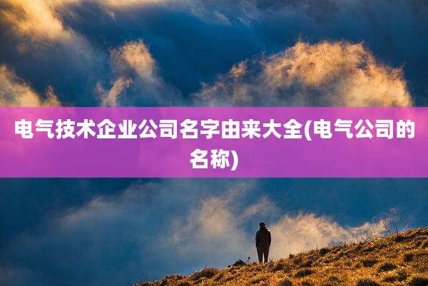 电气技术企业公司名字由来大全(电气公司的名称)