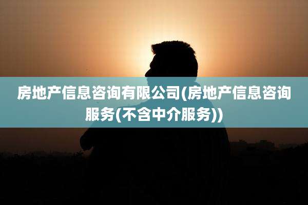 房地产信息咨询有限公司(房地产信息咨询服务(不含中介服务))