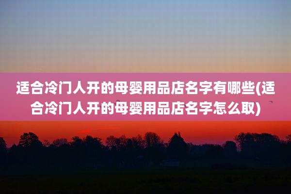 适合冷门人开的母婴用品店名字有哪些(适合冷门人开的母婴用品店名字怎么取)