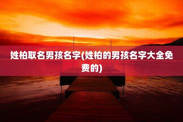 姓柏取名男孩名字(姓柏的男孩名字大全免费的)