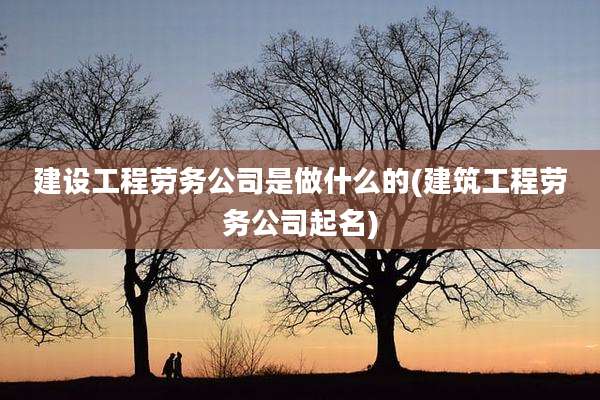 建设工程劳务公司是做什么的(建筑工程劳务公司起名)