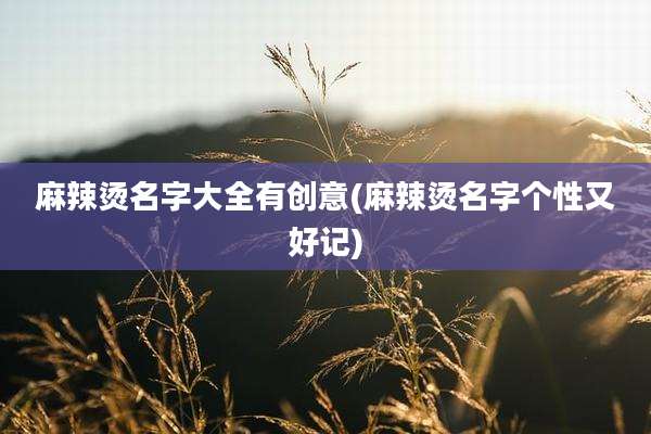 麻辣烫名字大全有创意(麻辣烫名字个性又好记)