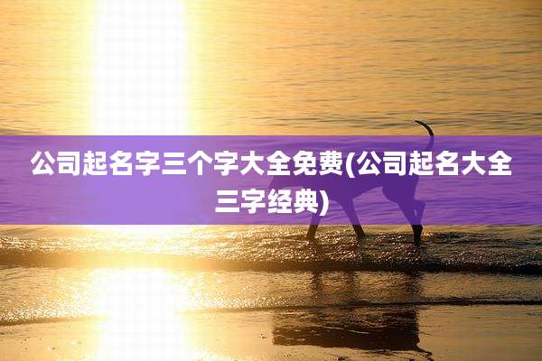公司起名字三个字大全免费(公司起名大全三字经典)