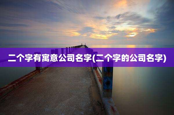 二个字有寓意公司名字(二个字的公司名字)