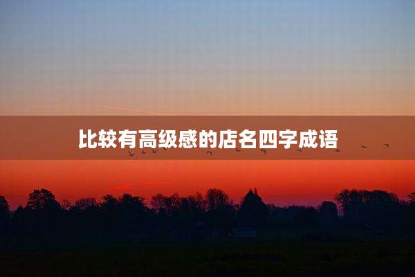 比较有高级感的店名四字成语