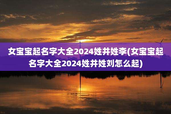 女宝宝起名字大全2024姓井姓李(女宝宝起名字大全2024姓井姓刘怎么起)