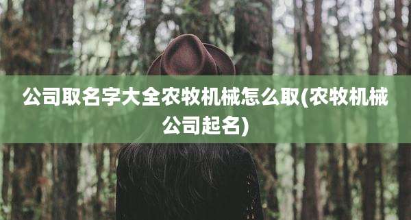 公司取名字大全农牧机械怎么取(农牧机械公司起名)