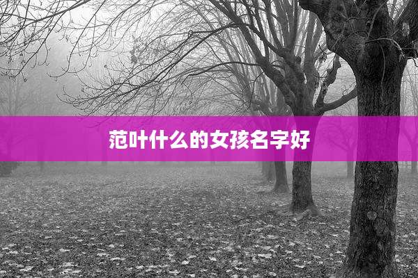 范叶什么的女孩名字好