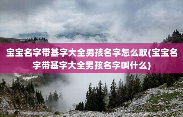宝宝名字带基字大全男孩名字怎么取(宝宝名字带基字大全男孩名字叫什么)