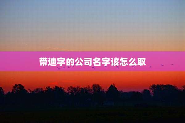 带迪字的公司名字该怎么取