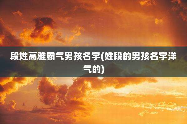 段姓高雅霸气男孩名字(姓段的男孩名字洋气的)